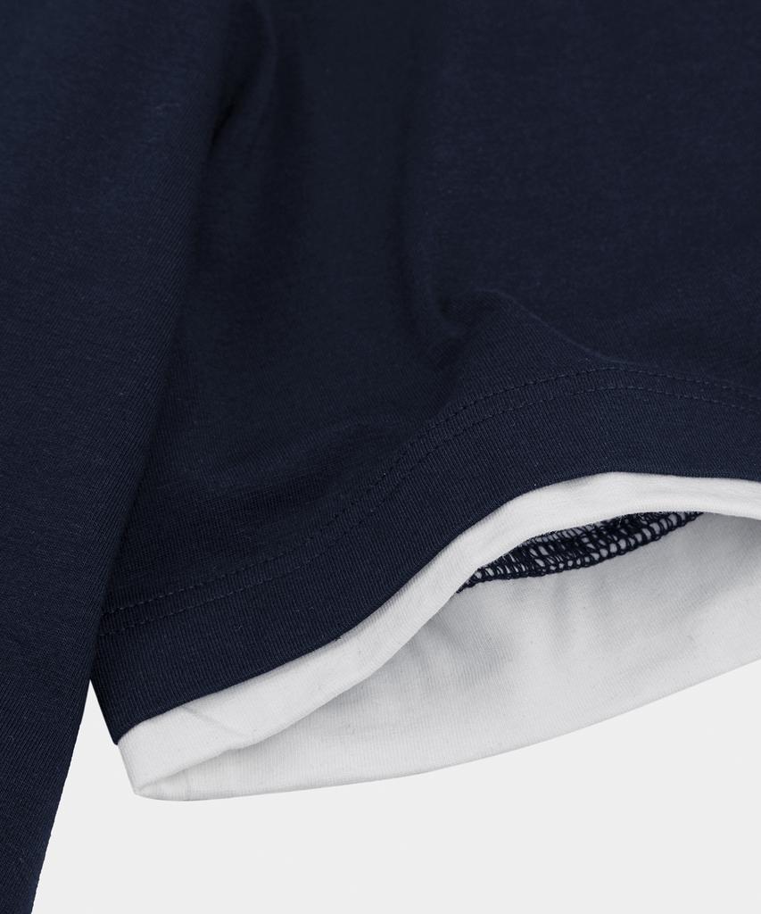 LETTERCOMO Dust Layered Short Sleeve Polo Shirt Dark Navy