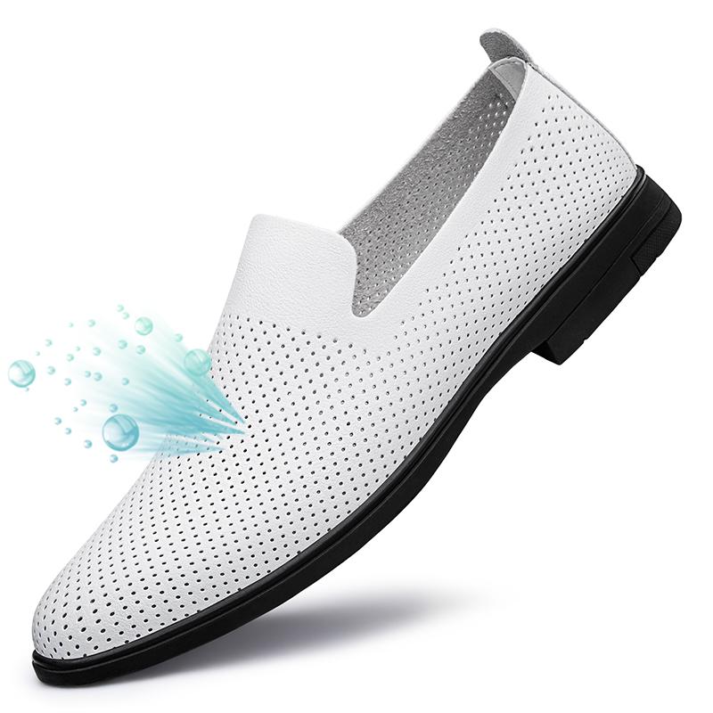Genuine Leather Men Footwear Slip On Office Man Formal Shoes Wedding Party Men Dress Shoes Breath Driving Lazy Loafers Moccasins
