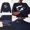 Used LACOSTE 22SS Stitch & Print Crocodile Sweatshirt Navy M