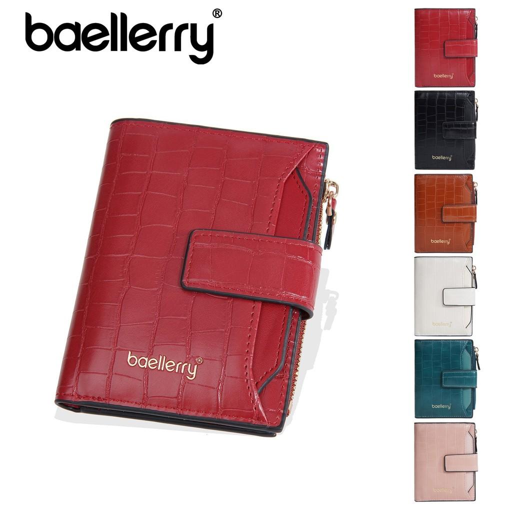 Baellerry Womens Short Pu Card Holder With Stone Pattern And Secure Zipper Closure For Daily Use