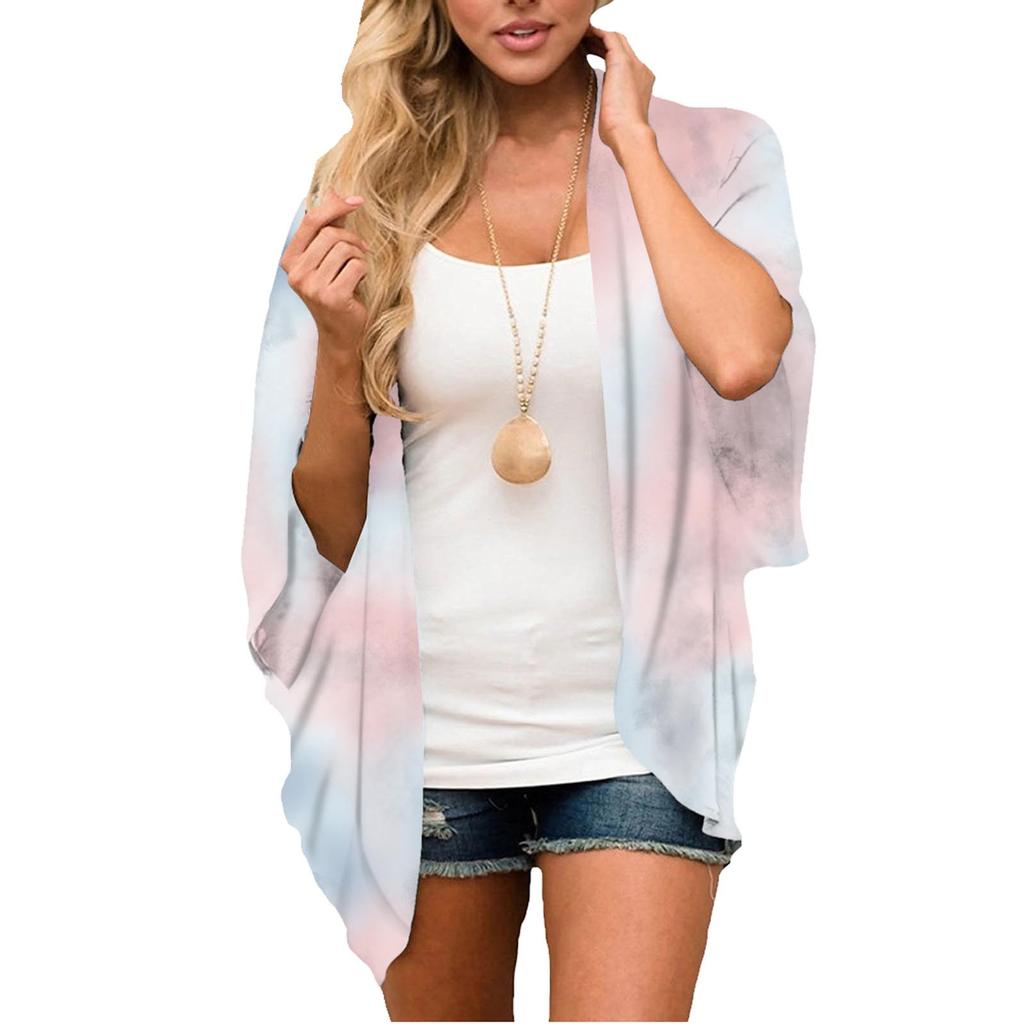 Women's Fashion Chiffon Printed Cardigan Loose Plus Size Beach Cover-Ups