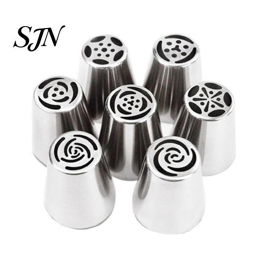 Bakery Supplies for Home Bakers 7PCS Russian Piping Tips Set, Stainless Steel Cake Decorating Cream Nozzles Baking Nozzles, Wedding