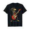Camiseta Grfica Vintage De Dachshund Tocando Guitarra Engraada Msica Rock Estilo Casual Streetwear Tops De Vero