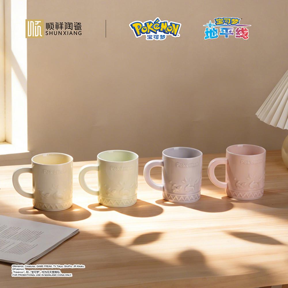 SHUNXIANG Pokemon Licensed Cartoon Relief Ceramic Mugs Coffee Milk Tea Cups Breakfast Cup Children Drinkware Gifts