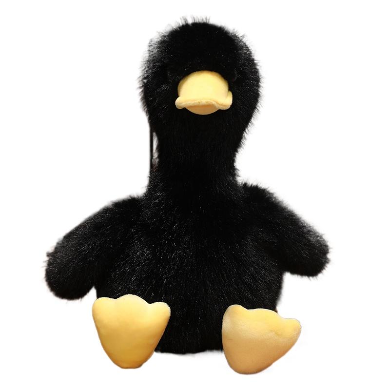 

Kawaii Simulation Yellow Duck Plush Toy Lifelike White Black Duck Plushies Long Hair Animal Doll Boys Girls Sleeping Gift 35cm