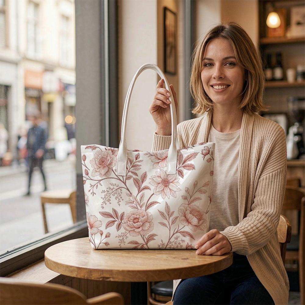 Elegant Floral Printed Tote Bag Fashion Casual Daily Shoulder Bag for Ladies Outdoor Shopping Commuting Use