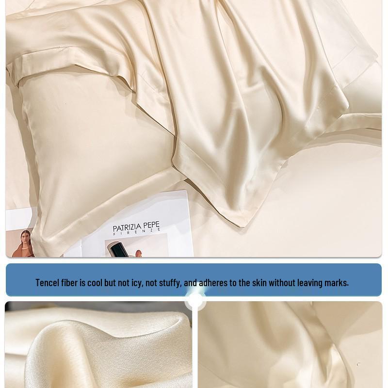 Set di Due Federe in Seta Tencel - Colore Unito per Uso Domestico o in Dormitorio