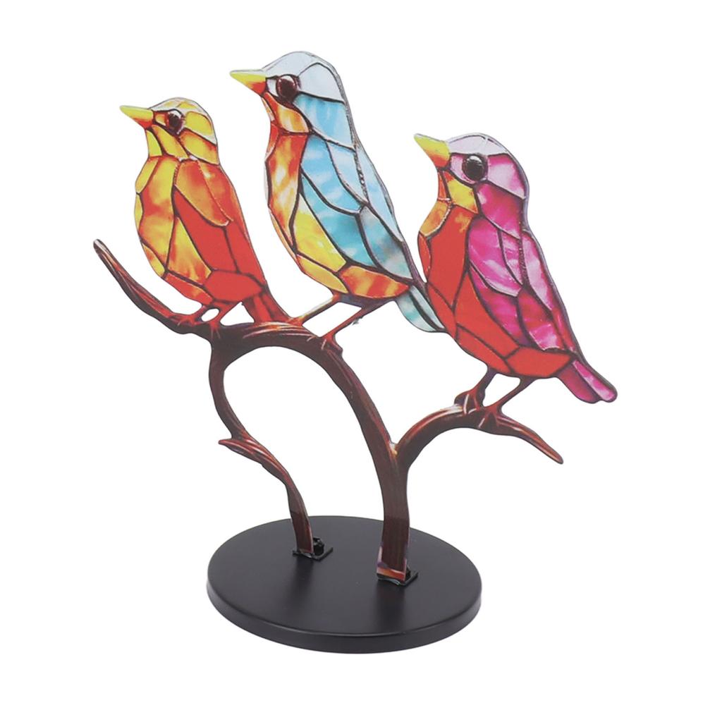 Birds On Branch Desktop Ornaments Iron Double Painted Bird Colorful Birds Ornament Tablet for