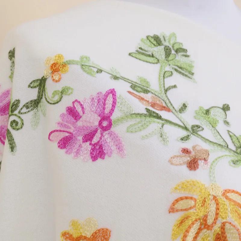 New Chinese Embroidered Scarf For Woman Imitation Cashmere Hand-Embroidered Warm Shawl Autumn And Winter Thickened
