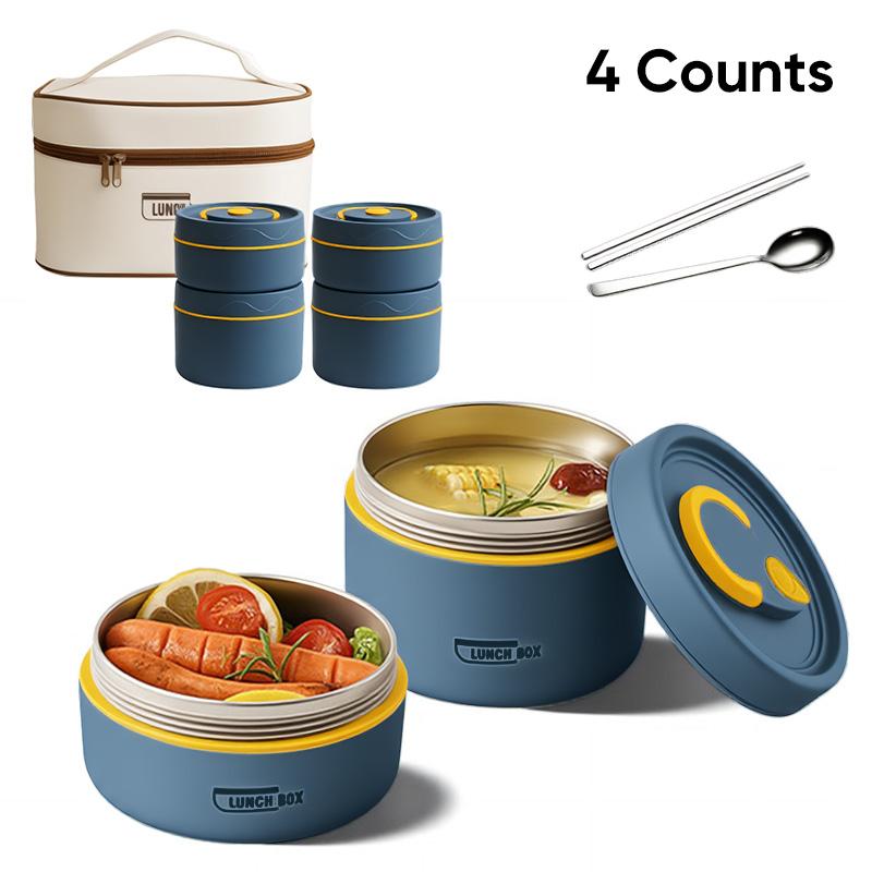 Ланч-бокс портативный изолированный пищевой контейнер для обеда набор с термо 4 отдельных штабелируемых контейнера для обеда кухня для взрослых детей 4 синий
