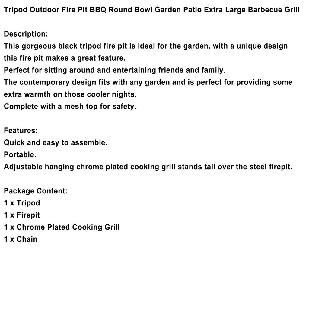 Stativ Outdoor Feuerstelle BBQ Runde Schale Garten Terrasse Extra Großer Grill