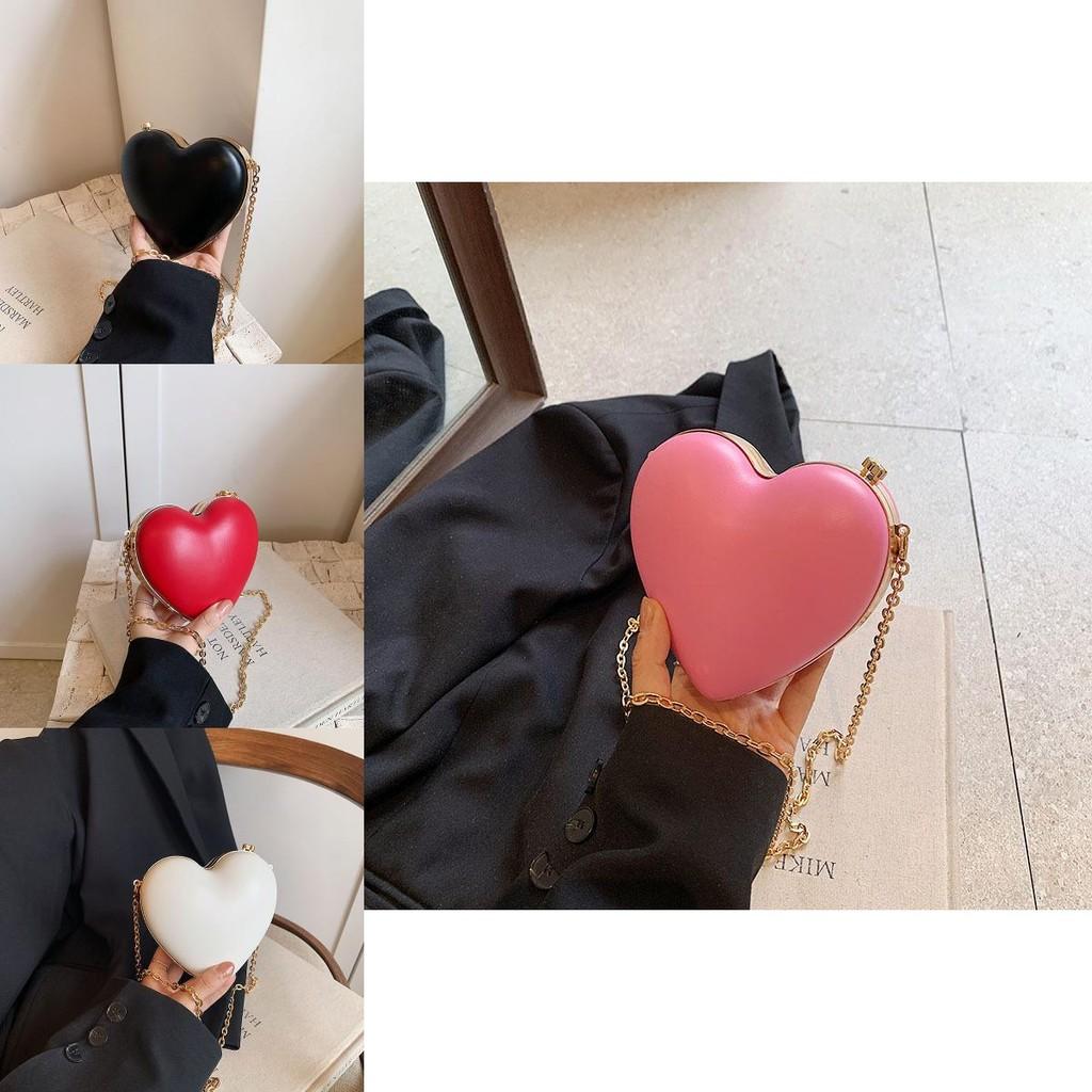 Cute Mini Heart Shaped Shoulder Sling Bag For Women In Colorful Pu Material