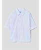 Saendeusaundeu (Unisex) Pinstripe Crop Short Sleeve Shirt Light Blue