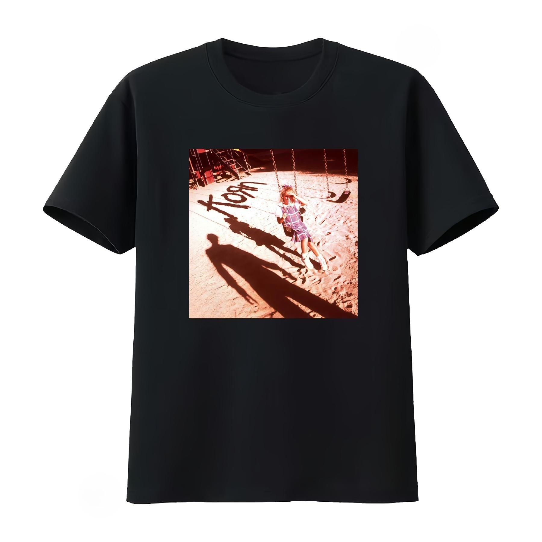 Korn T Shirt Black Vintage Style with Playground Swing and Shadow Design Unisexs Clothing Womens Clothing 2026 Summer New T Shirt S