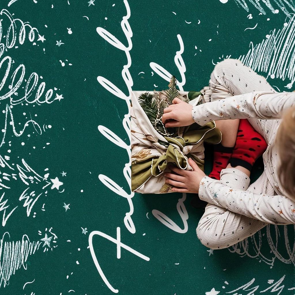 Christmas Runner Rug for Entryway Washable Christmas Tree Kitchen Rug Green Xmas Hallway Non-Slip Soft Rugs Home Decor