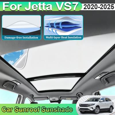 מגן שמש לחלון גג לרכב עבור פולקסווגן VW ג'טה VS7 אביזרים 2020-2025 ספיגה אלקטרוסטטית הגנה מהשמש וילון נגד קרינת UV