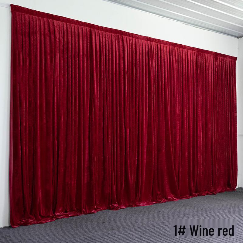 Gold and Black Velvet Wedding Backdrop with Red Gauze Drapes