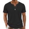 Men’s Cotton Short Sleeve V Neck T Shirt Casual Basic Solid Crew Neck Streetwear Spring Summer Comfortable Fit