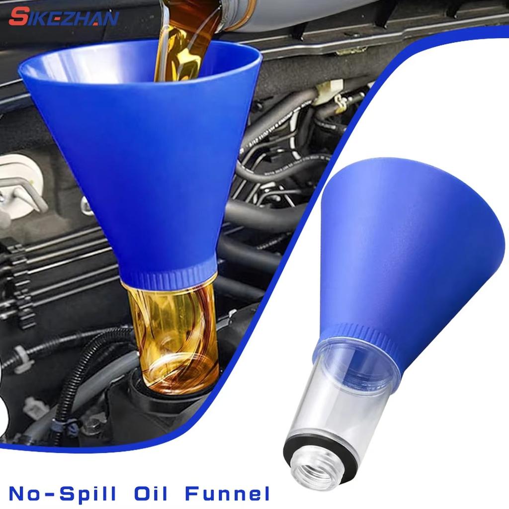 Engine Fuel Funnel, 8" x 4.9" Leak-Proof Spill-Proof PP Fuel Filling Tool with Sealing Rubber Ring