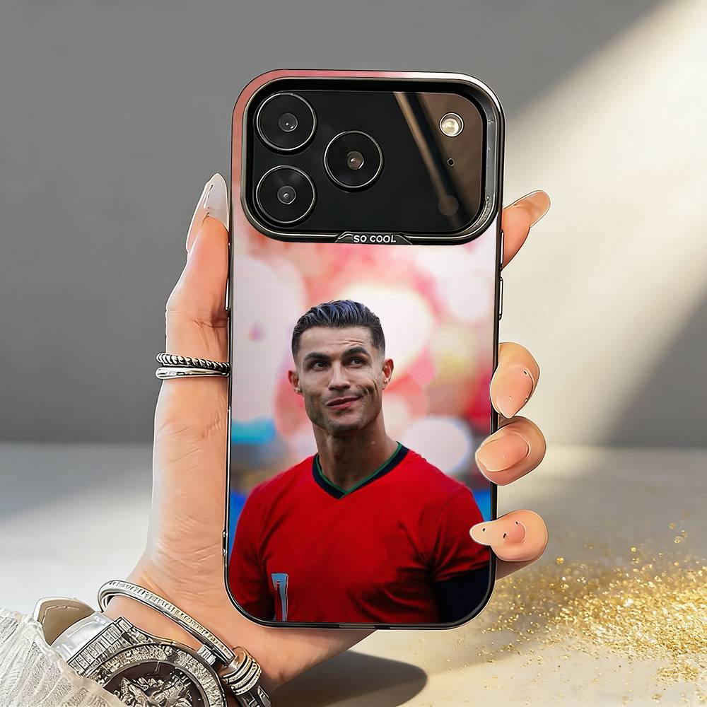 C-Cool C-Cristiano R-Ronaldo 7 Phone Case For iPhone17 16 15 14 13 12 Pro Max Grey Black Matte Laser Metallic Aurora Funda