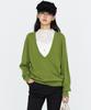 MONGDOL Wool Cashmere Deep V-Neck Knit Top Olive Green Mdkt138Ogreen