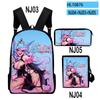 Classic VTuber Silvervale Anime 3D Print 3pcs/Set Pupil School Bags Laptop Daypack Backpack Inclined Shoulder Bag Pencil Case