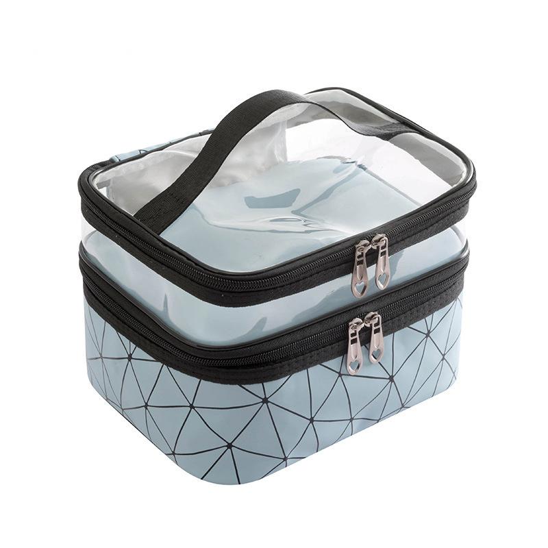 Large Capacity Double Layer Makeup Bag Portable Toiletry Bag with Compartment Travel Makeup Bag for Women Travel Essentials