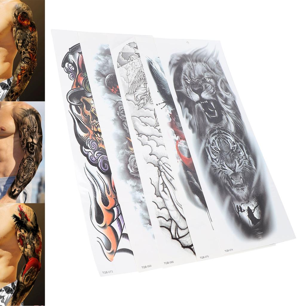 5 Pcs Large Arm Tattoo Sticker Temporary Waterproof Fake Tattoos Stickers for Women Men