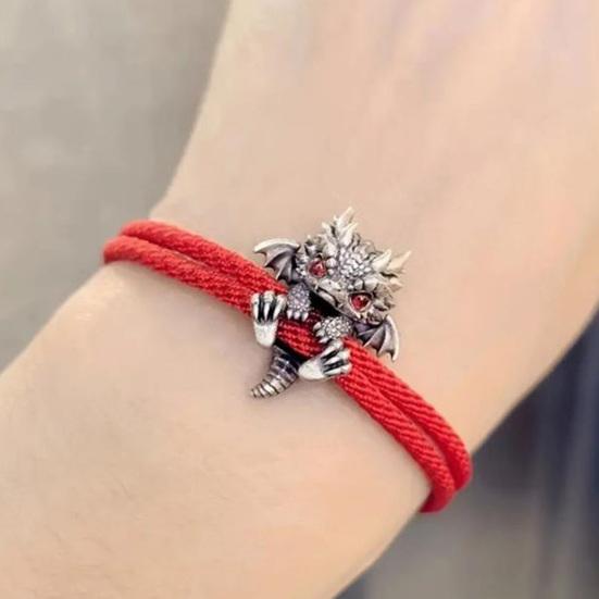 Dragon Bracelet Twisted Rope Retro Chinese Style Polished Alloy Lightweight Hip-Hop Wrist Accessory Unisex Bangle Jewelry