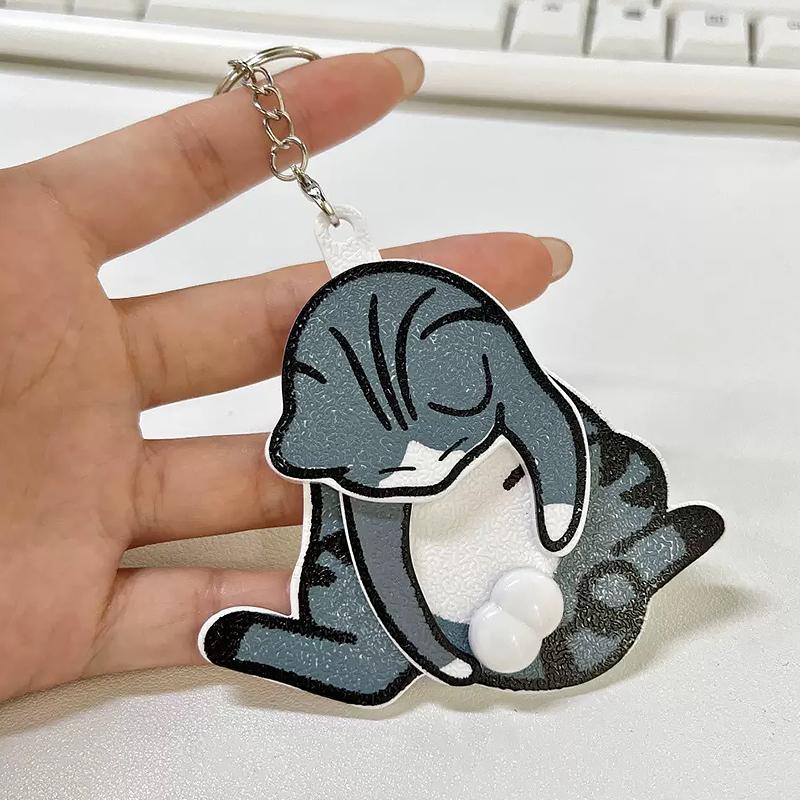 Explosive creative mischief cat rotatable keychain backpack pendant figurine gift toy