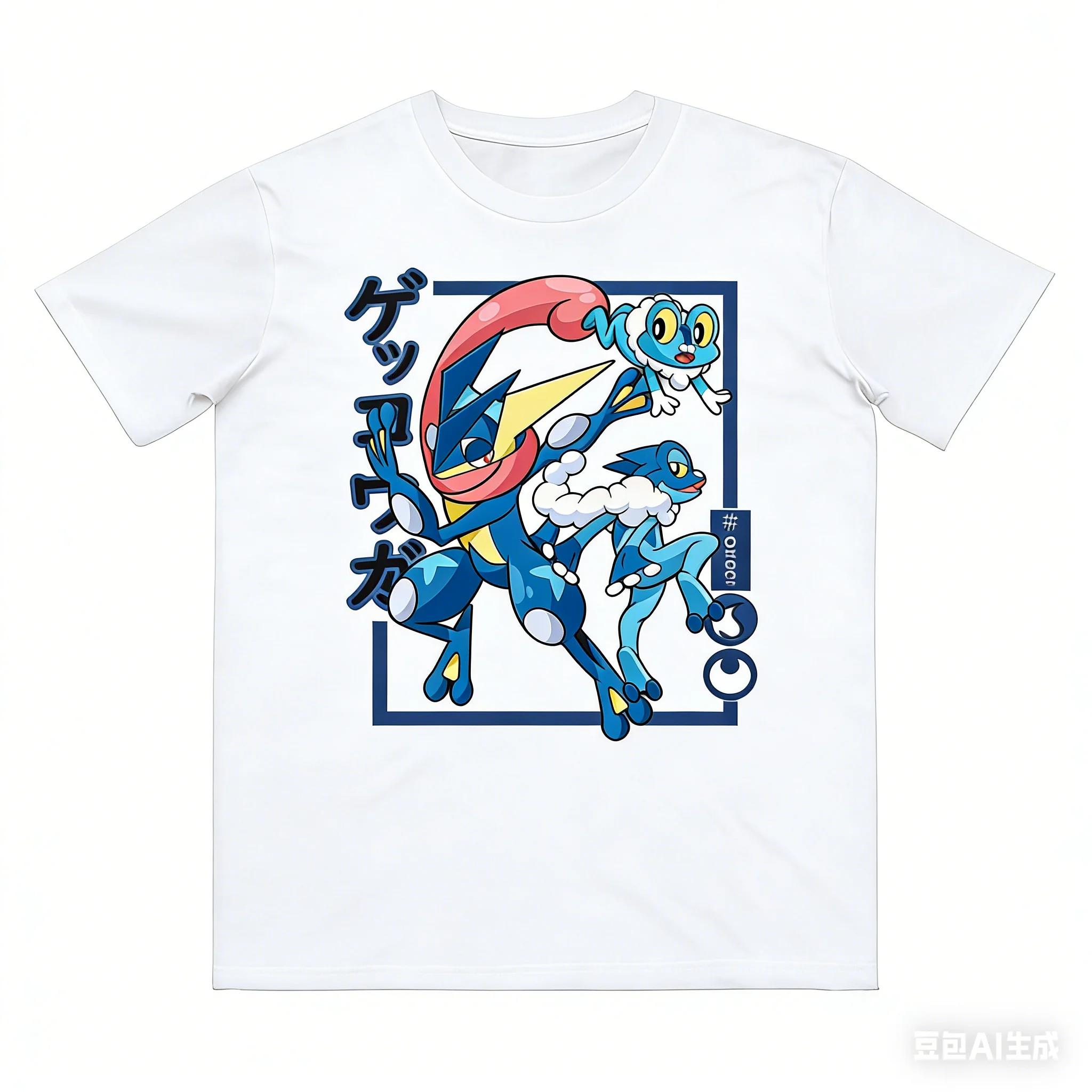 Froakie Evolution Pokémon Printed Cotton Tshirt Short Sleeve Fashion SpringSummer Unisex Shirt S