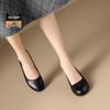 ZHR Women's Genuine Leather Block Heel Slip-On Pumps