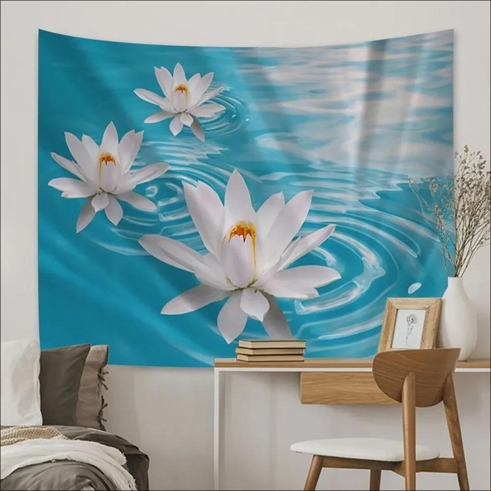 Китайский узор лотоса Гобелен для украшения стен дома Гобелен для офиса Гостиная Гобелен — фото 10