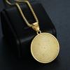 Megin D Stainless Steel Titanium Zircon World Map Round Pendant Hip Hop Collar Chains Necklace for Men Women Couple Gift Jewelry