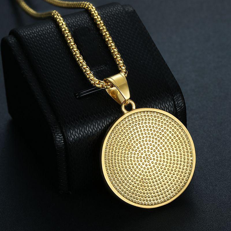 Megin D Stainless Steel Titanium Zircon World Map Round Pendant Hip Hop Collar Chains Necklace for Men Women Couple Gift Jewelry