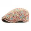 Unisex Vintage Woven Jacquard Plaid Flat Cap Retro Ethnic Style Beret Newsboy Hat Cabbie Ivy Cap for Men Women