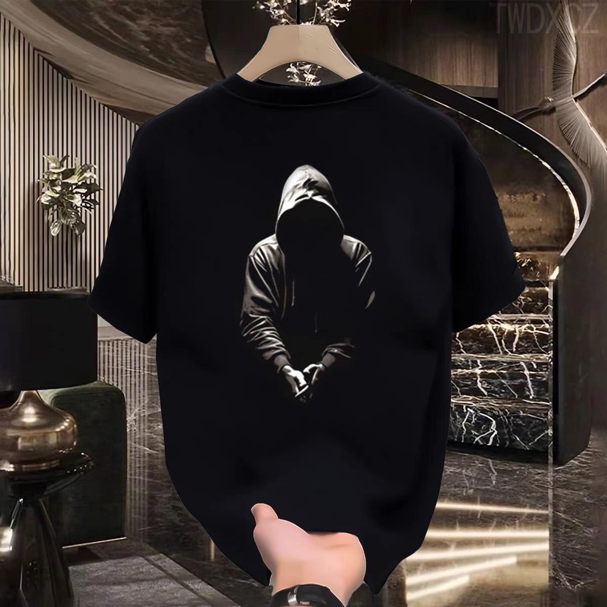 

Мужская крутая и простая спортивная футболка из чистого хлопка, удобная, с круглым вырезом и короткими рукавами 3XL чёрный