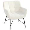 Modern Lounge Chair, Sherpa Fleece Chair with Curved Backrest, Integrated Armrests, Metal Legs, Cream White