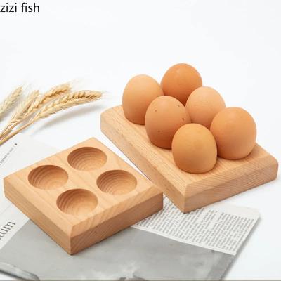 Holz Eieraufbewahrungsbox Einfaches Massivholz Eiertablett Eieraufbewahrungsständer Dessert Snack Präsentationsplatte Holzgeschirr Küchenwerkzeuge