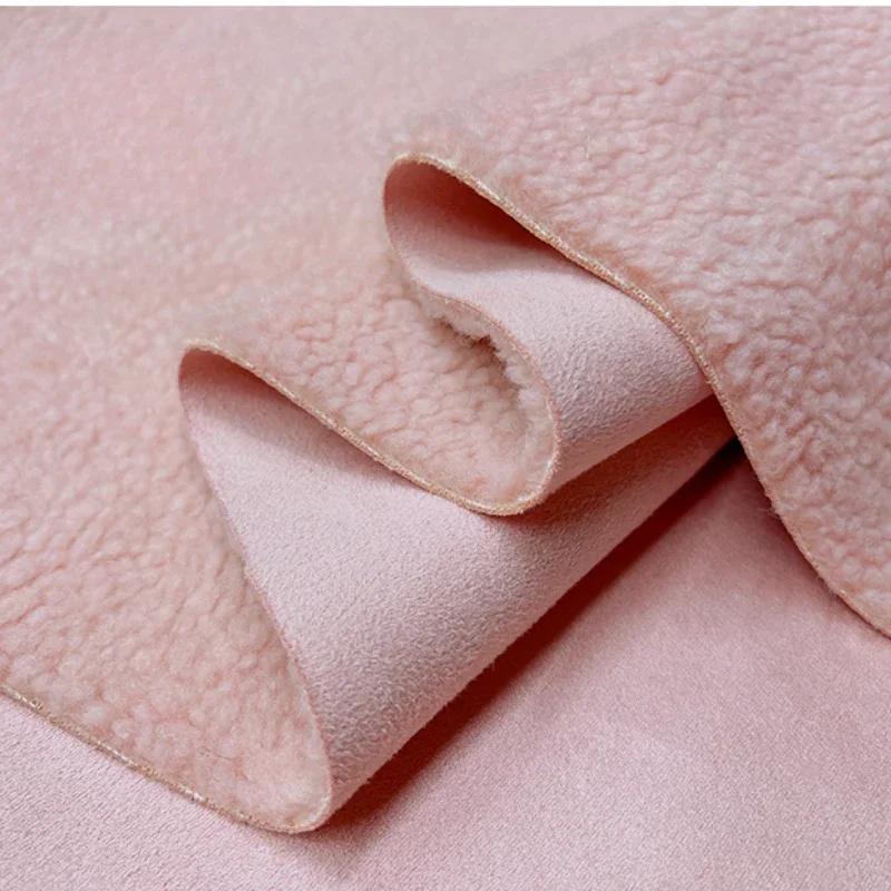 Tessuto Composito Suede e Lana d'Agnello Spesso 50x150cm Caldo per l'Inverno Cappotto Abbigliamento da Motociclista Giacca a Vento Tessuto alla Moda per Cucito