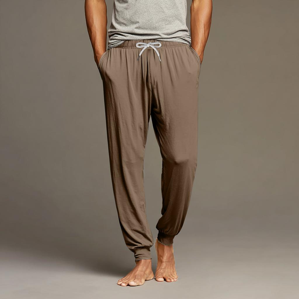 Men's Drawstring Pocket Cuffed Casual Pants Home Sleep Pants