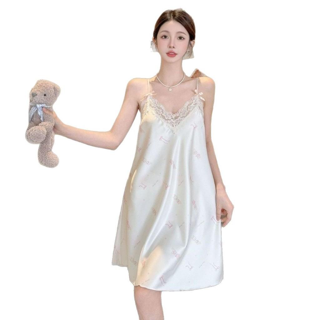 Ice Silk Sleeveless Short Dress For Women With Breathable Comfort For Home Use