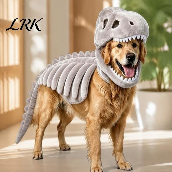 Costume di Halloween per Cani, Costume Scheletro Dinosauro per Animali Domestici, Vestito, Costume Divertente Cosplay per Cani Gatti, Abbigliamento Trick or Treat Morbido Poliestere
