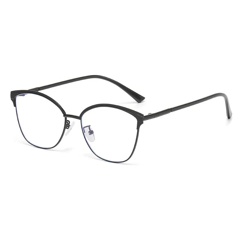 

New Trendy Cat Eye High-End Anti Blue Light Glasses Retro Metal Frame Business Office Fashionable Commuting Flat Mirror