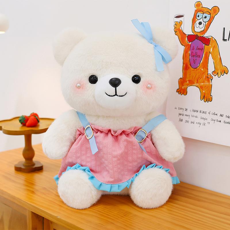 Плюшевая кукла Медведь с жемчугом: Милый комбинезон, игрушка-подушка 20cm 0.18kg