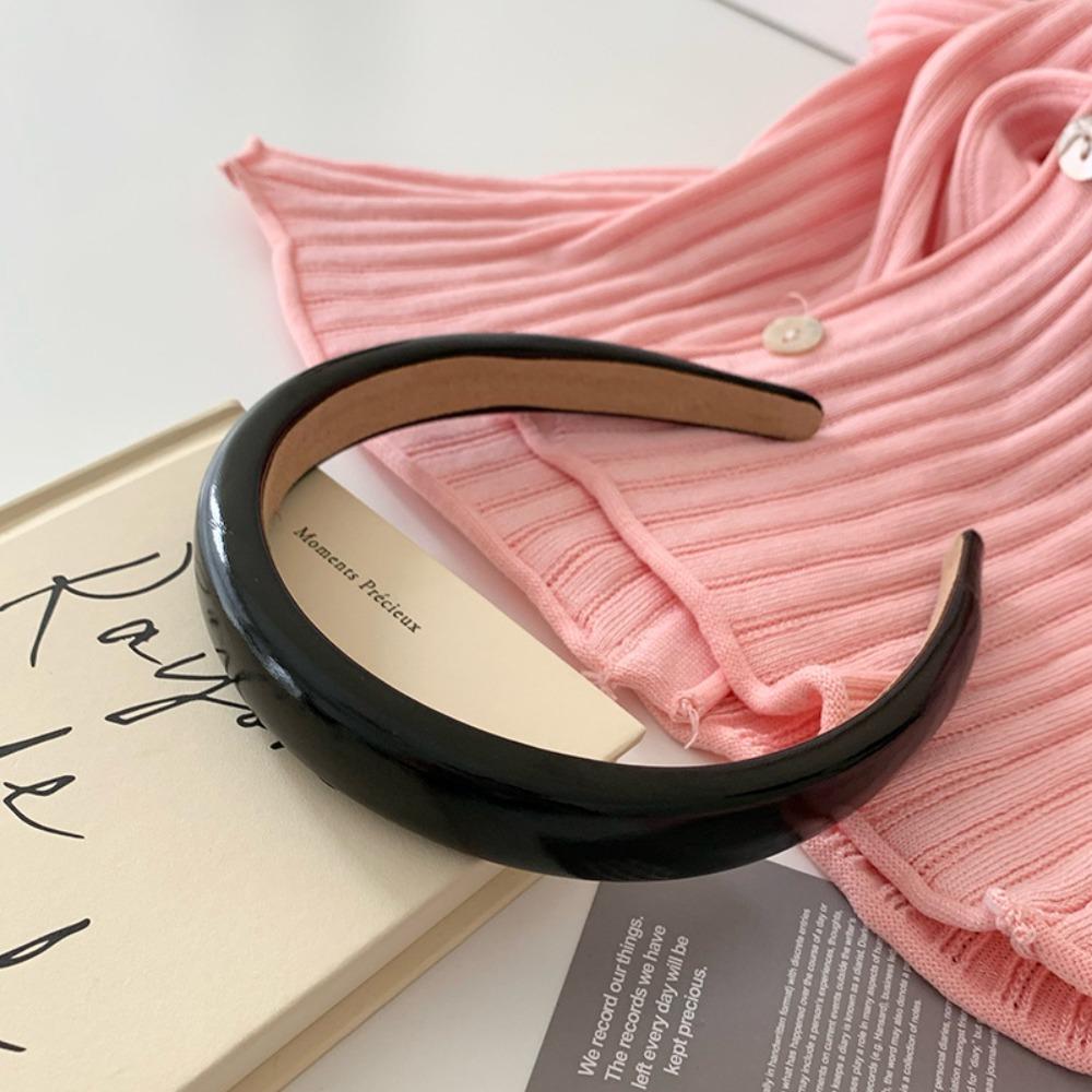 Retro Red Leather Sponge Headband for Woman Temperament Hair Hoop Wash Face Hair Band Female Party Hair Accessories Gift