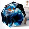 1pc Blue Fox Print Automatic Opening/Closing Umbrella with Foldable Design, Outdoor for Fans, Travelers, Daily Use - Perfect Gift for Festivals.R
