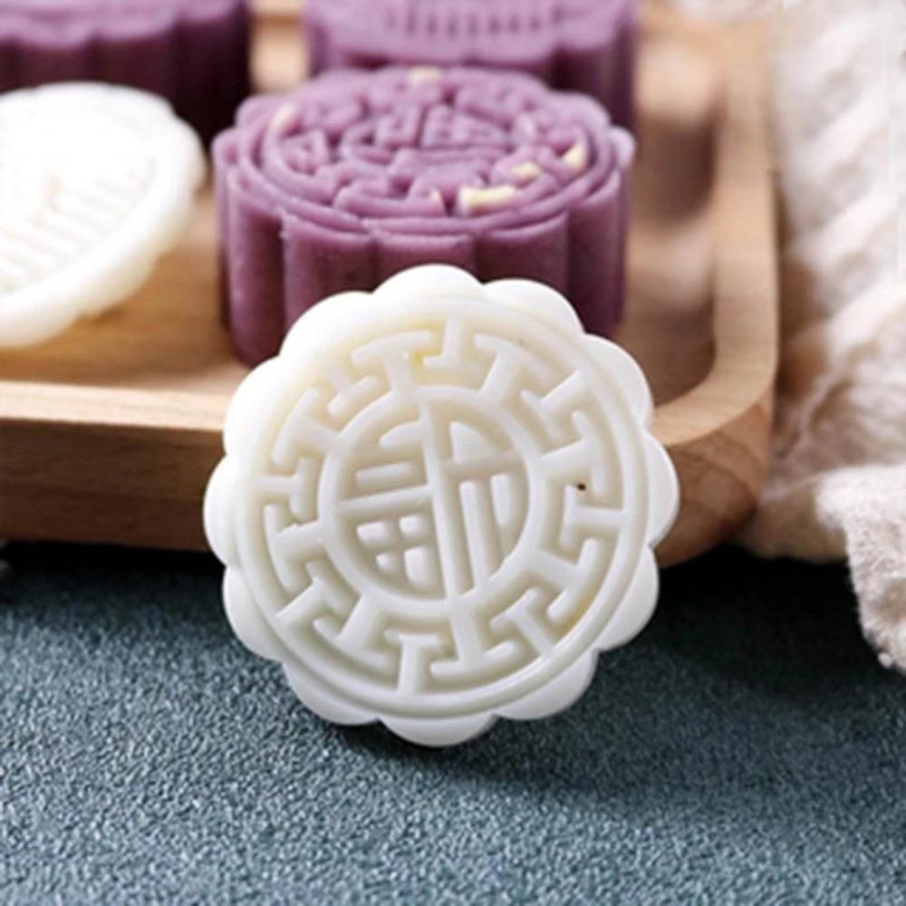 3D Plunger Press Mooncake Mold Diy Pattern Cookie Cake Mould Plastic Non-Stick Mini Pastries Dessert Mold Baking Enthusiasts