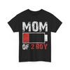 Mom of 2 Boys T Shirt Mommy Mother's Day Battery Low Vintage