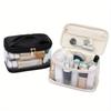 1Pc Women Girls Portable Makeup Bag with Bowknot Design, Clear Window Large Capacity Travel Cosmetic Storage Organizer